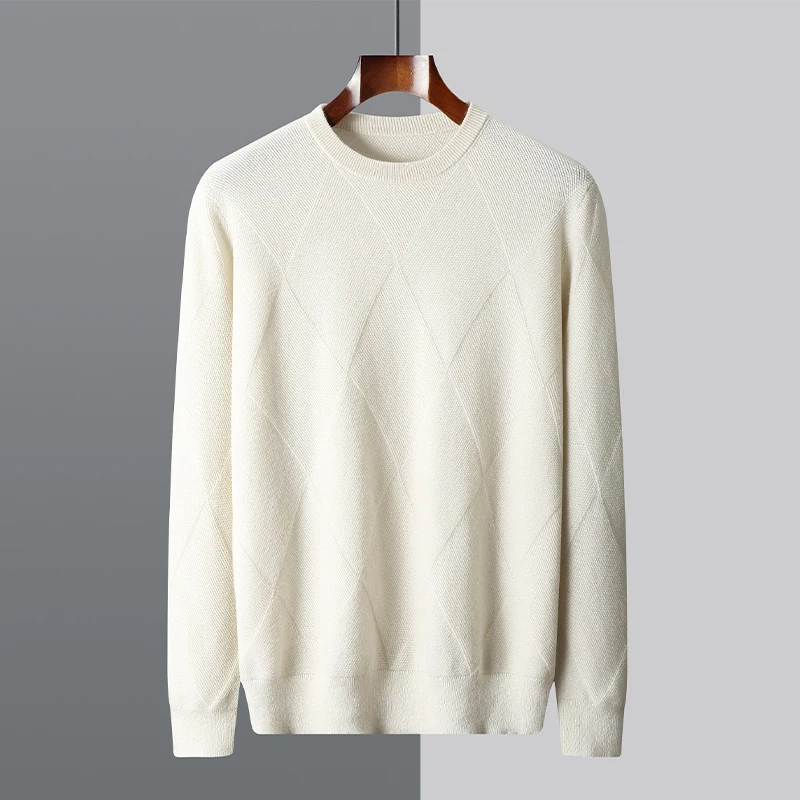 Autumn and winter new men's 100% Merino sweater round neck thick loose sweater with casual mat knitted bottoms
Autumn and winter new men's 100% Merino sweater round neck thick loose sweater with casual mat knitted bottoms