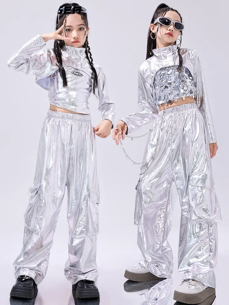 Hip Hop Clothes For Girls Silver Suit Sequin Crop Tops Pants Jazz Dance Performance Costume Stage Competition Clothing
Hip Hop Clothes For Girls Silver Suit Sequin Crop Tops Pants Jazz Dance Performance Costume Stage Competition Clothing