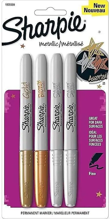 Metallic Permanent Markers - Fine Point, Silver/Gold/Bronze, 4-Pack
Metallic Permanent Markers - Fine Point, Silver/Gold/Bronze, 4-Pack