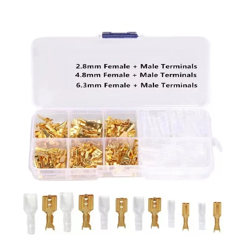 Box Insulated Male Female Wire Connector 2.8/4.8/6.3mm Electrical Crimp Terminals Termin Spade Connectors Terminal Assorted Kit 
Box Insulated Male Female Wire Connector 2.8/4.8/6.3mm Electrical Crimp Terminals Termin Spade Connectors Terminal Assorted Kit