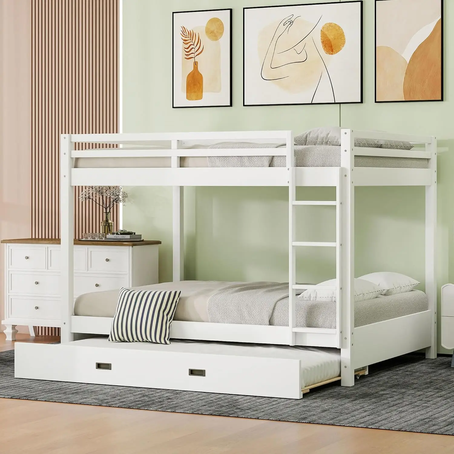 Queen Over Queen Bunk Bed with Trundle Solid Wood Bunk Beds with Ladders and Guardrails Kids Bunk Bed Frame for, Customized
Queen Over Queen Bunk Bed with Trundle Solid Wood Bunk Beds with Ladders and Guardrails Kids Bunk Bed Frame for, Customized