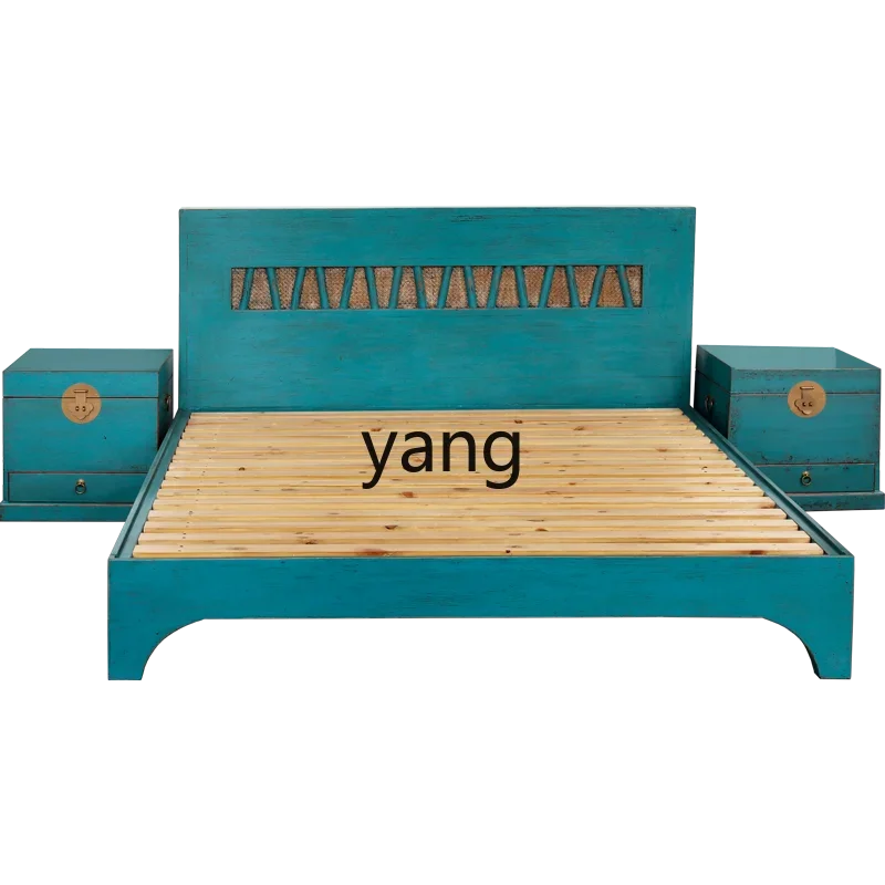 Lh retro new Chinese style old solid wood double bed modern simple fashion bedroom furniture
Lh retro new Chinese style old solid wood double bed modern simple fashion bedroom furniture