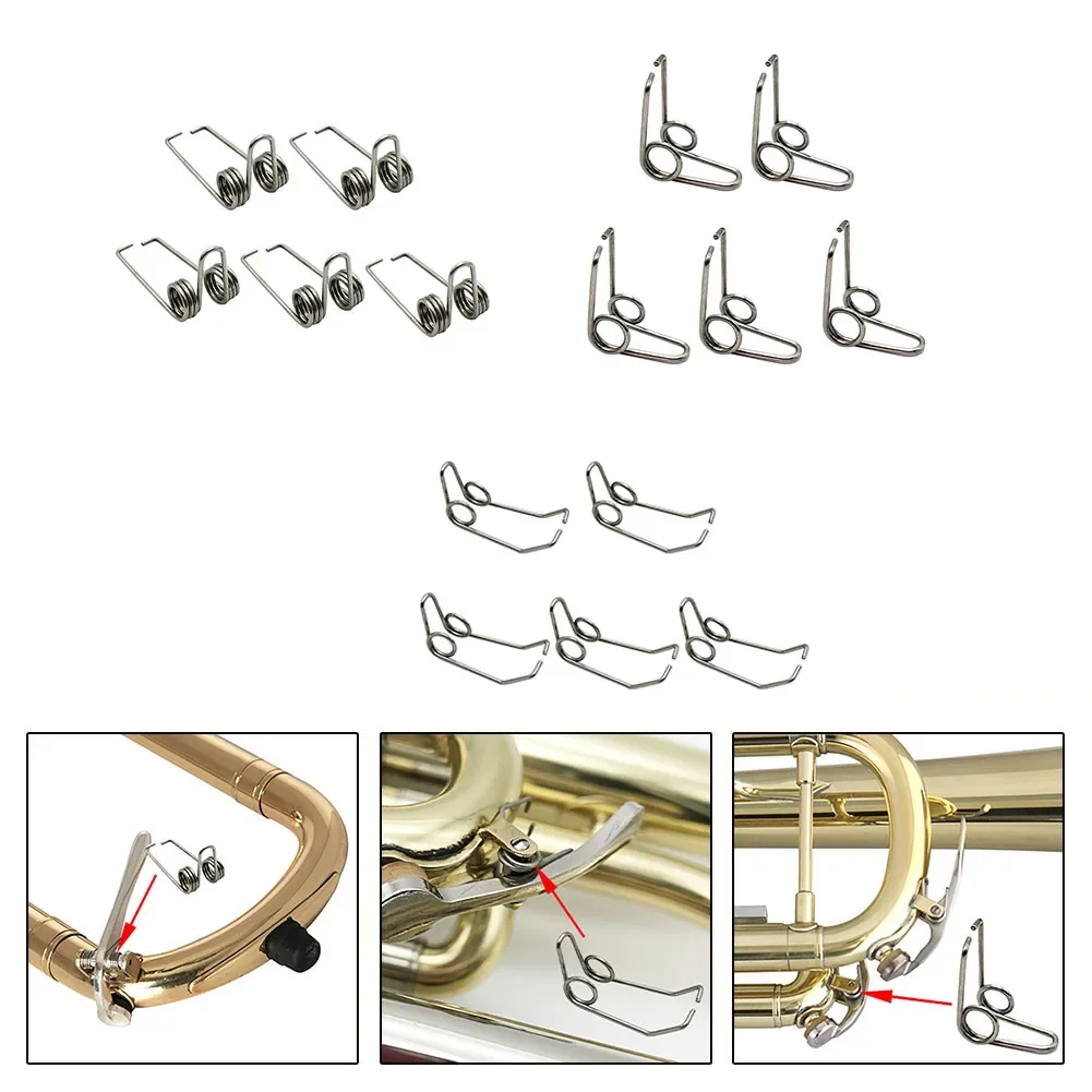 5 PCS Set Iron Trumpet Trombone Alto Valve Spring Silver Water Key Spring Replace Practical Replacement Accessories
