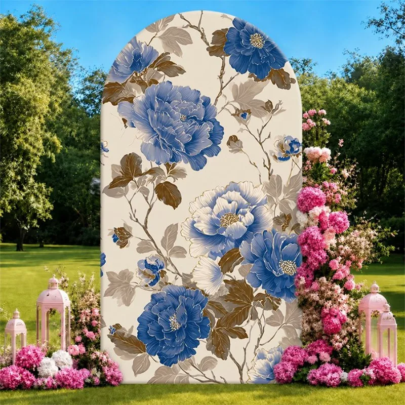 Single Side Arch Backdrop Cover Elegant Blue Peony Floral Background Cloth for Wedding or Party Decor with Vintage Motif
Single Side Arch Backdrop Cover Elegant Blue Peony Floral Background Cloth for Wedding or Party Decor with Vintage Motif