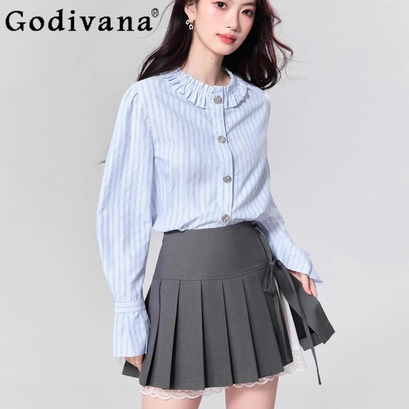 Plus Size Jk Women 2025 Summer New College Gray A-line Pleated Skirt Elegant Age-reducing Lace Bow Lace-up Contrast Color Skirts
Plus Size Jk Women 2025 Summer New College Gray A-line Pleated Skirt Elegant Age-reducing Lace Bow Lace-up Contrast Color Skirts