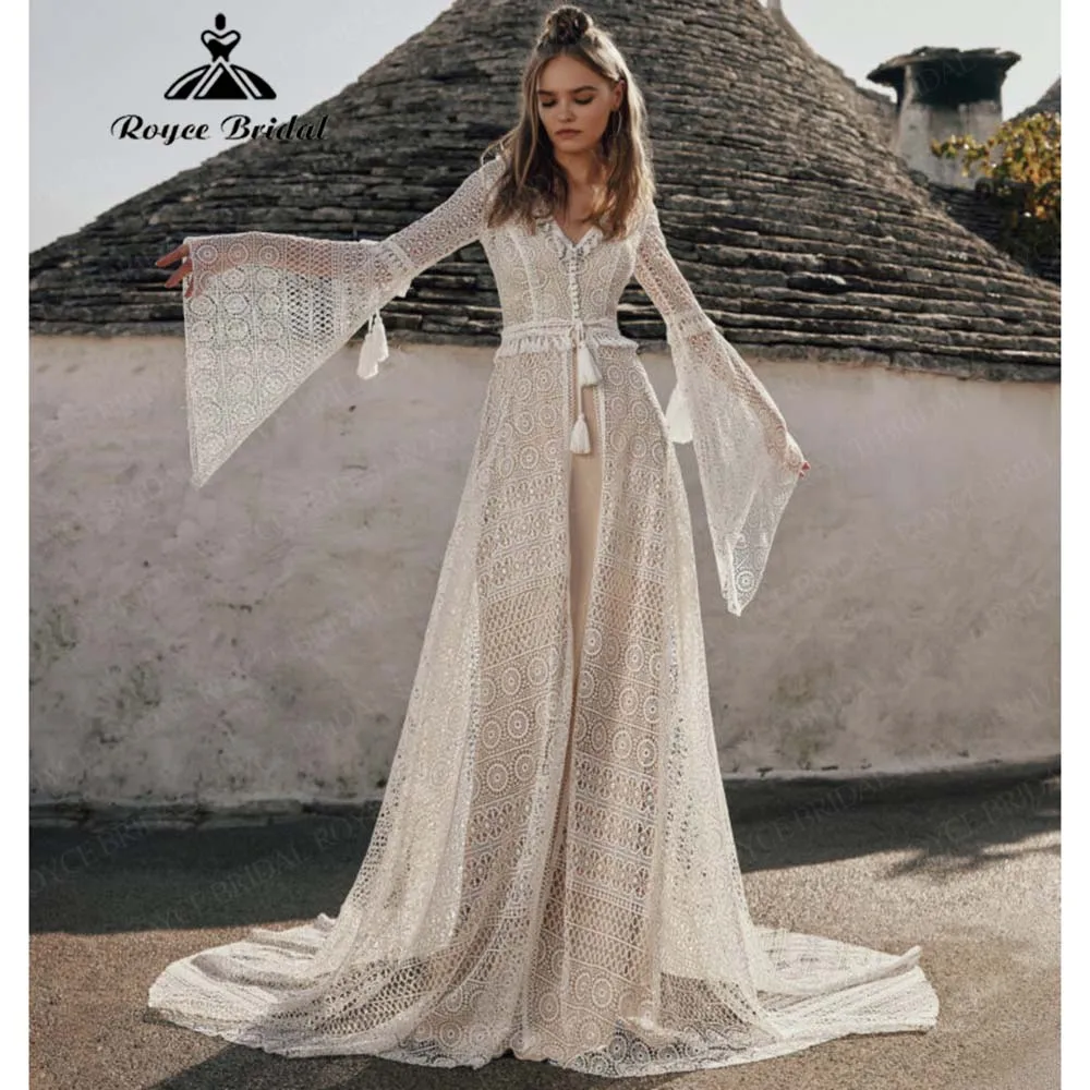 Roycebridal шикарное кружевное свадебное платье в стиле бохо с расклешенными рукавами 2026 стильное платье трапециевидной формы с открытой спиной Vestidos De Novia по индивидуальному заказу
Roycebridal шикарное кружевное свадебное платье в стиле бохо с расклешенными рукавами 2026 стильное платье трапециевидной формы с открытой спиной Vestidos De Novia по индивидуальному заказу