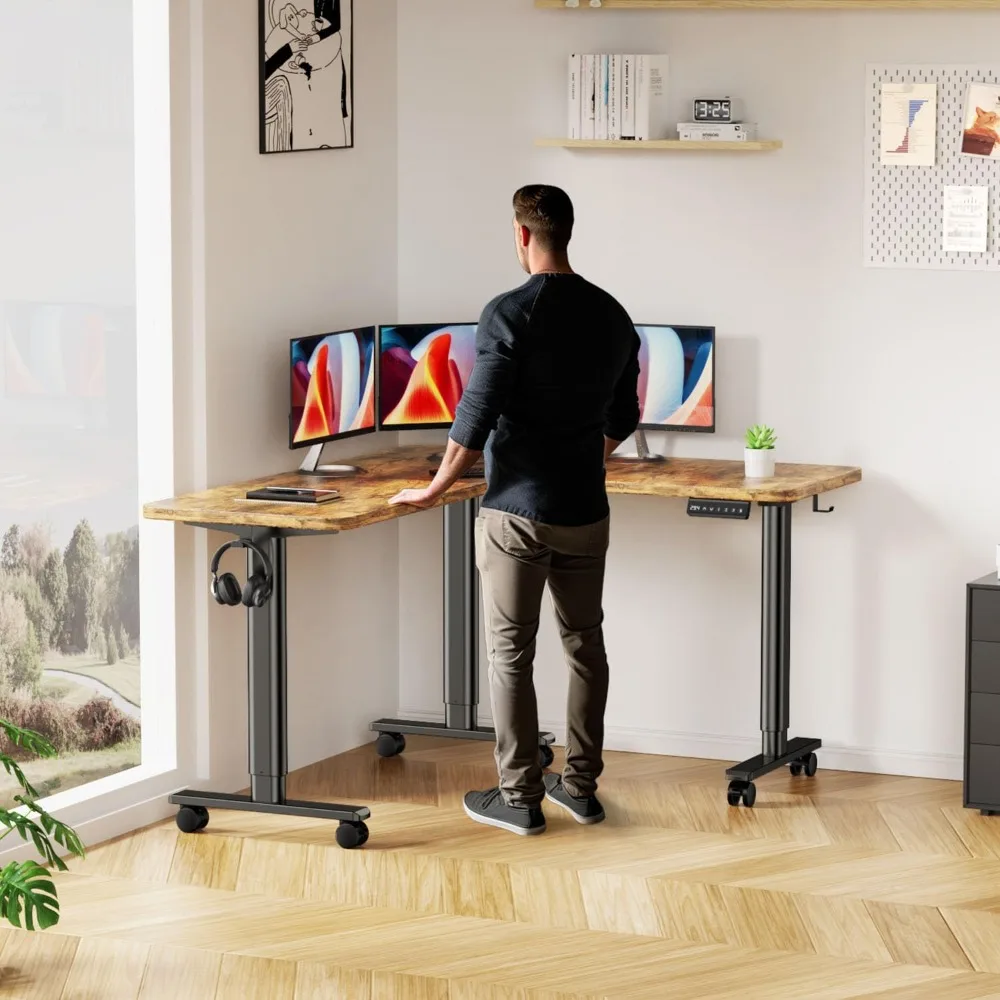 Electric L Shaped Standing Desk Adjustable Height, 63" x 55" Corner Stand Up Table, Home Office Desk, Dual Motor Sit Stand Desk
Electric L Shaped Standing Desk Adjustable Height, 63" x 55" Corner Stand Up Table, Home Office Desk, Dual Motor Sit Stand Desk