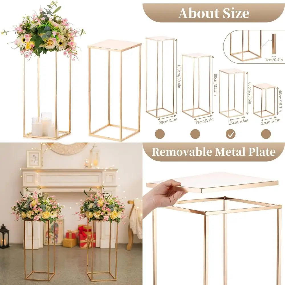 Подставки для цветов с геометрическим рисунком золотой металлической колонны, высота 23,6 дюйма, набор из 2 предметов для центральных украшений свадебного стола с тарелками
Подставки для цветов с геометрическим рисунком золотой металлической колонны, высота 23,6 дюйма, набор из 2 предметов для центральных украшений свадебного стола с тарелками