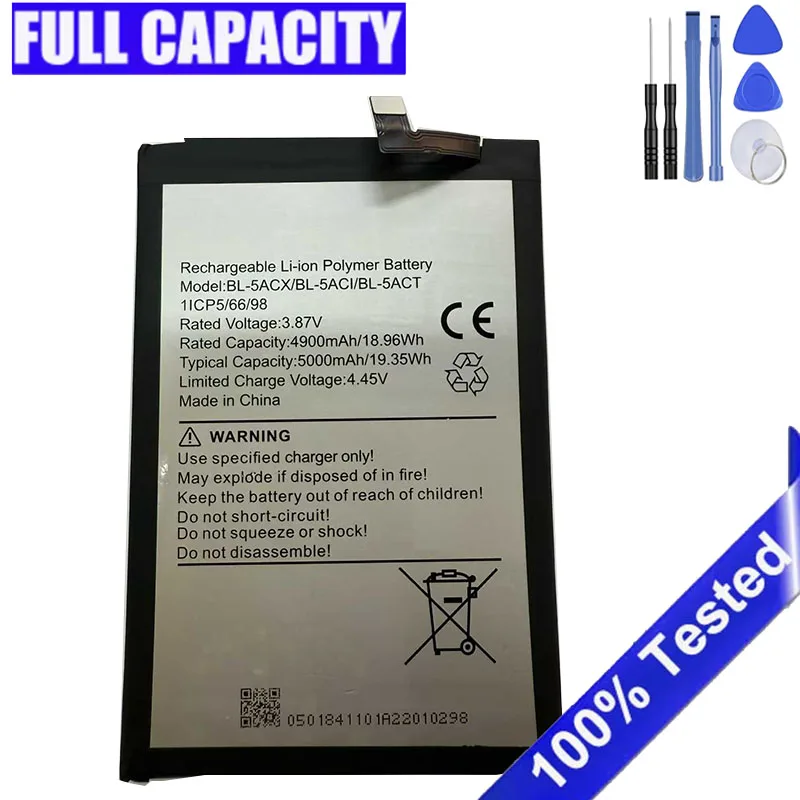 NEW Original 3.87V 5000mAh Battery For Tecno BL-5ACX/BL-5ACI/BL-5ACT Mobile Phone + Tools
NEW Original 3.87V 5000mAh Battery For Tecno BL-5ACX/BL-5ACI/BL-5ACT Mobile Phone + Tools