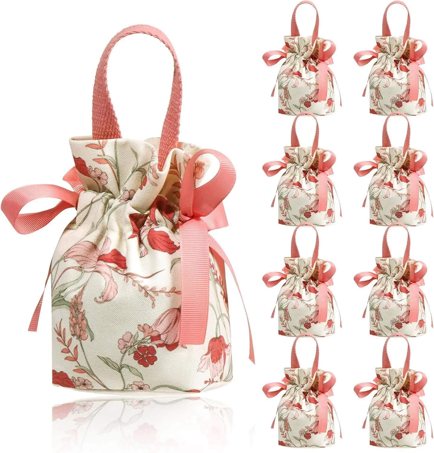 8 Pieces Floral Mini Gift Bags with Handles 14x9.5x6cm/5.5x3.7x2.3inch Canvas Small Candy Bag Tea Party Favor Bags Wedding Favor
8 Pieces Floral Mini Gift Bags with Handles 14x9.5x6cm/5.5x3.7x2.3inch Canvas Small Candy Bag Tea Party Favor Bags Wedding Favor