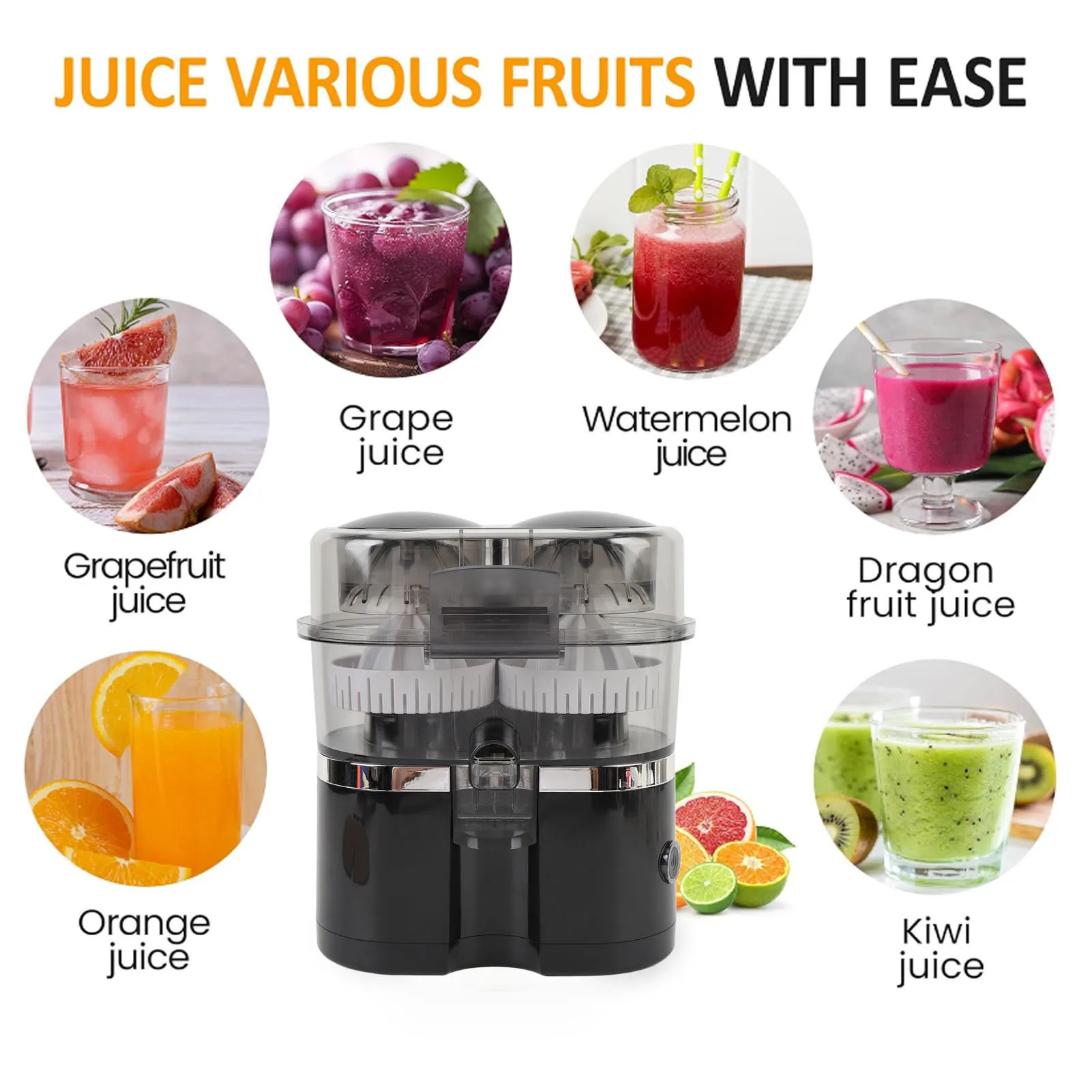 Electric Citrus Juice Machine Lightweight Easy To Clean Dual Head Portable Juicer Extractor Easy To Use 100W 15000RPM for Home
Electric Citrus Juice Machine Lightweight Easy To Clean Dual Head Portable Juicer Extractor Easy To Use 100W 15000RPM for Home