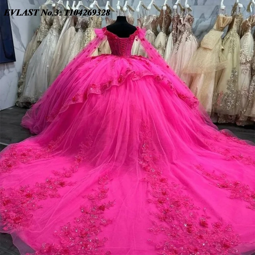 Ярко-розовое платье Quinceanera EVLAST по индивидуальному заказу, бальное платье с кружевной аппликацией и бисером, многоуровневый корсет Sweet 16, Vestidos De 15 Anos E3Q604
Ярко-розовое платье Quinceanera EVLAST по индивидуальному заказу, бальное платье с кружевной аппликацией и бисером, многоуровневый корсет Sweet 16, Vestidos De 15 Anos E3Q604