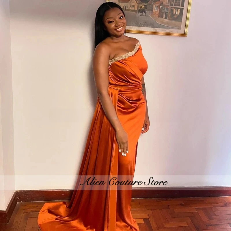 Orange Mermaid Bridesmaid Dresses Africa Wedding Guest Gowns for Women Strapless Overskirt Pearls Maid of Honor Dress Customized
Orange Mermaid Bridesmaid Dresses Africa Wedding Guest Gowns for Women Strapless Overskirt Pearls Maid of Honor Dress Customized