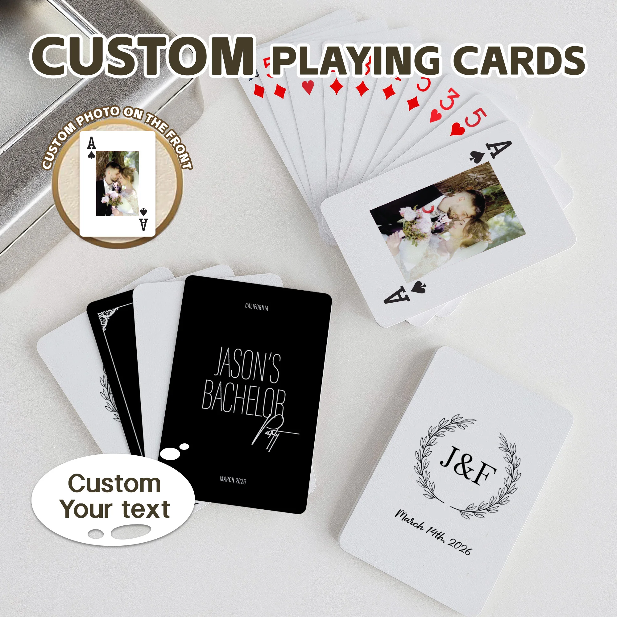 Custom Playing Cards of Photo Personalized Playing Cards of Double-Sided Customization A Deck of Playing Cards for Wedding
Custom Playing Cards of Photo Personalized Playing Cards of Double-Sided Customization A Deck of Playing Cards for Wedding