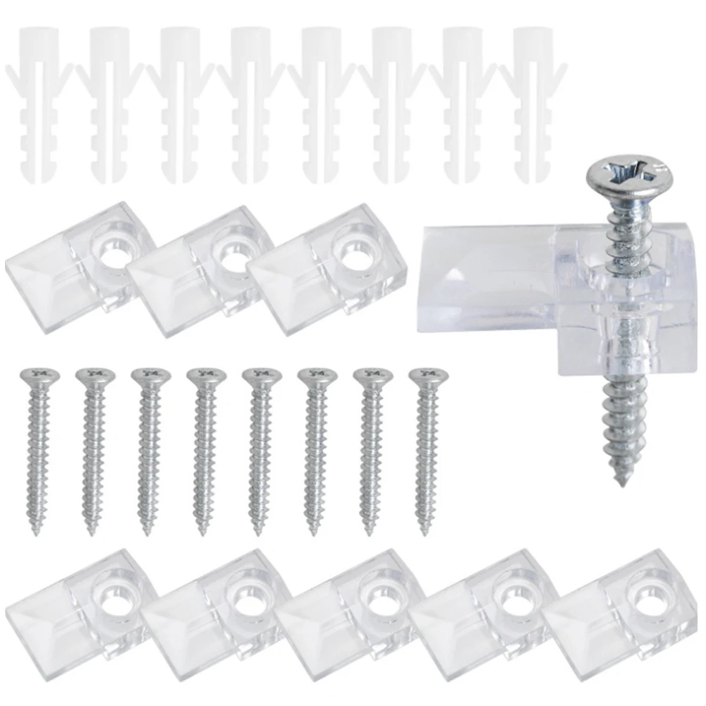 Clear Mirror Holder Clips Easy to Use for Installing Your Glass and Mirrors Sturdy Plastic and Metal Screws 10 Pieces 
Clear Mirror Holder Clips Easy to Use for Installing Your Glass and Mirrors Sturdy Plastic and Metal Screws 10 Pieces