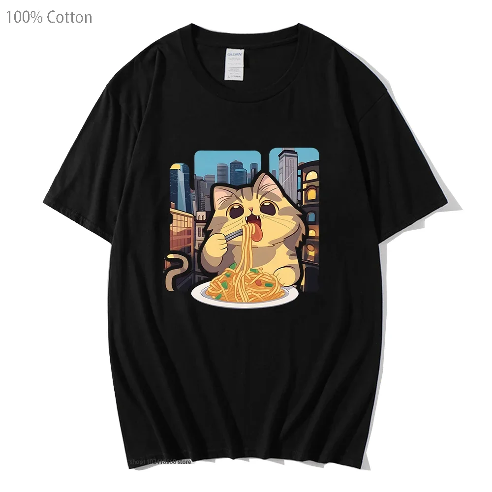 Cat Eating Spaghetti T-Shirts for Women Cartoon Cute Animal Print Tshirt Men 100% Cotton Clothes Harajuku Kawaii Girl Streetwear
Cat Eating Spaghetti T-Shirts for Women Cartoon Cute Animal Print Tshirt Men 100% Cotton Clothes Harajuku Kawaii Girl Streetwear