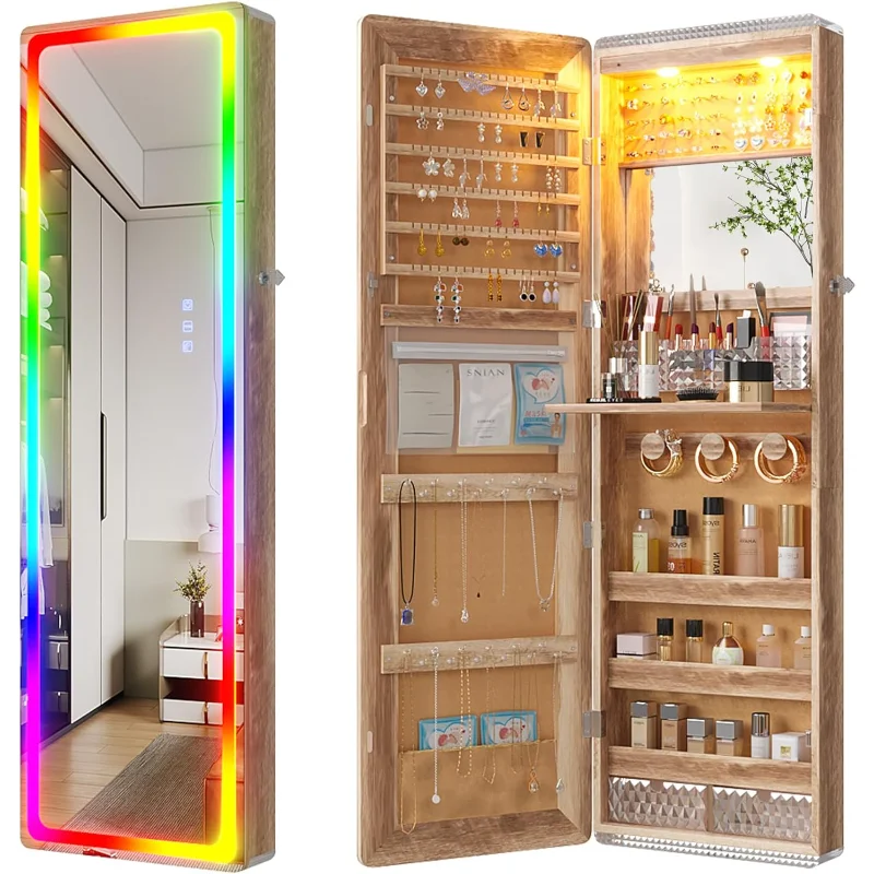 LED Mirror Jewelry Cabinet with RGB Lights,47.2" Wall Mounted Jewelry Organizer with Full-Length Mirror,Over The Door Hang
LED Mirror Jewelry Cabinet with RGB Lights,47.2" Wall Mounted Jewelry Organizer with Full-Length Mirror,Over The Door Hang