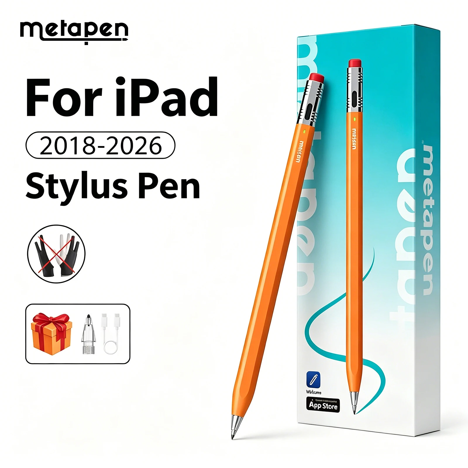 MetaPen Palm Rejection stylus Pen for Apple Pencil 2018-2026, Fast Charging for iPad A16 Pro12.9/13 M4, Air 3/4/5/M2/M3,Mini 5/6
MetaPen Palm Rejection stylus Pen for Apple Pencil 2018-2026, Fast Charging for iPad A16 Pro12.9/13 M4, Air 3/4/5/M2/M3,Mini 5/6