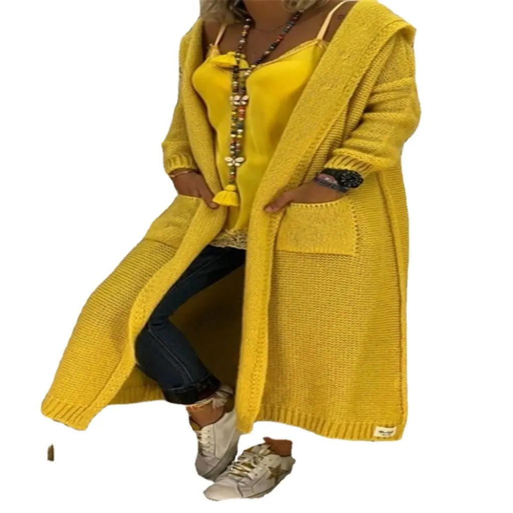 Women's Lazy Style Hooded Knitted Cardigan Long Sleeve Casual Jacket with Pockets for Autumn Winter European American Fashion
Women's Lazy Style Hooded Knitted Cardigan Long Sleeve Casual Jacket with Pockets for Autumn Winter European American Fashion