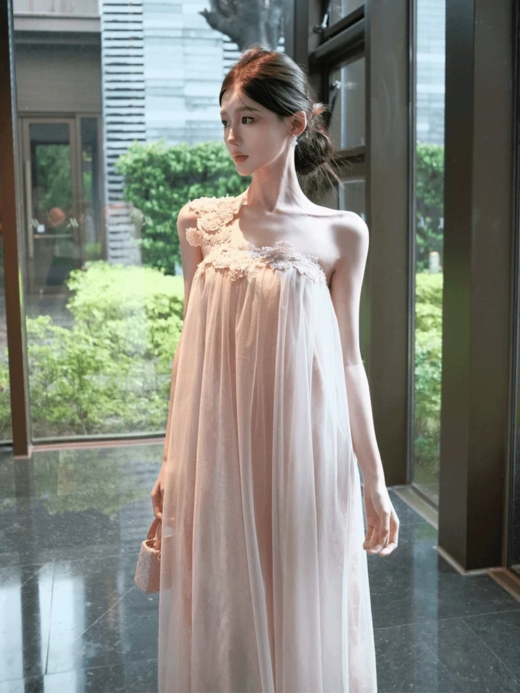 XZY Pure Desire Embroidered Asymmetrical Shoulder Mesh Dress Women's plus Size Summer Fairy Long Skirt Vacation Gown
XZY Pure Desire Embroidered Asymmetrical Shoulder Mesh Dress Women's plus Size Summer Fairy Long Skirt Vacation Gown