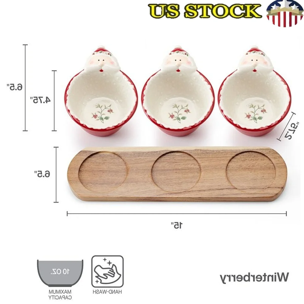Winterberry Santa Dip Bowl Set with Wooden Tray High-Quality Dolomite Durable Festive Christmas Serving Bowls Easy Care
Winterberry Santa Dip Bowl Set with Wooden Tray High-Quality Dolomite Durable Festive Christmas Serving Bowls Easy Care