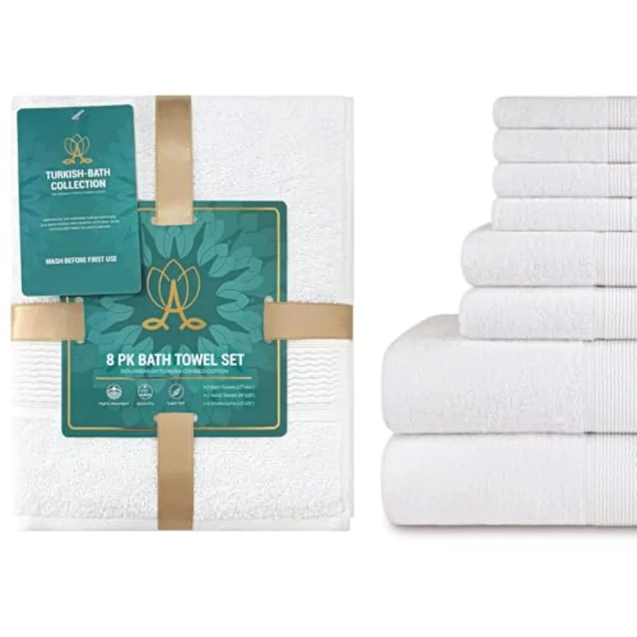 Towels 8 Pcs Premium Towel Set 2 Bath 2 Hand and 4 Washcloths 100% Ring Spun Cotton Highly Absorbent Towels for Bathroom Sports
Towels 8 Pcs Premium Towel Set 2 Bath 2 Hand and 4 Washcloths 100% Ring Spun Cotton Highly Absorbent Towels for Bathroom Sports
