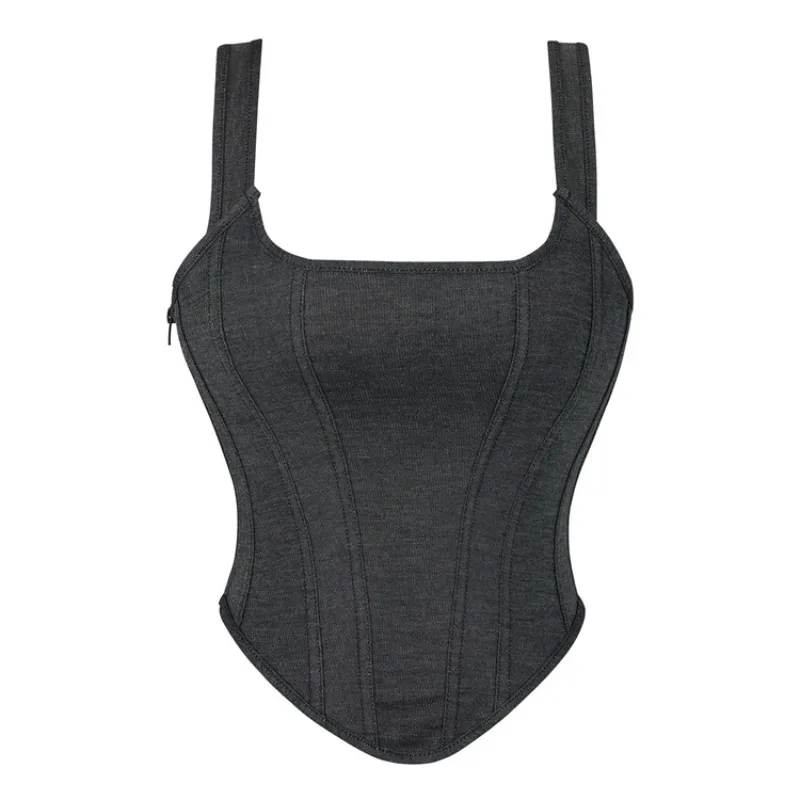 Denim Corset Bustier Top Female Dark Grey Overbust Boned Corsets Side Zipper Tight-fitting Body-shaping Sexy Waist Adujustable
Denim Corset Bustier Top Female Dark Grey Overbust Boned Corsets Side Zipper Tight-fitting Body-shaping Sexy Waist Adujustable