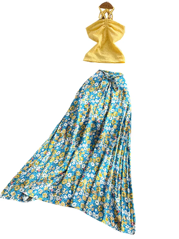 Сексуальный жилет Pure Desire Hot Girl Sle Dstring ter Top + утягивающая юбка макси с высокой талией и цветочным принтом, комплект из двух предметов, женская мода 
Сексуальный жилет Pure Desire Hot Girl Sle Dstring ter Top + утягивающая юбка макси с высокой талией и цветочным принтом, комплект из двух предметов, женская мода