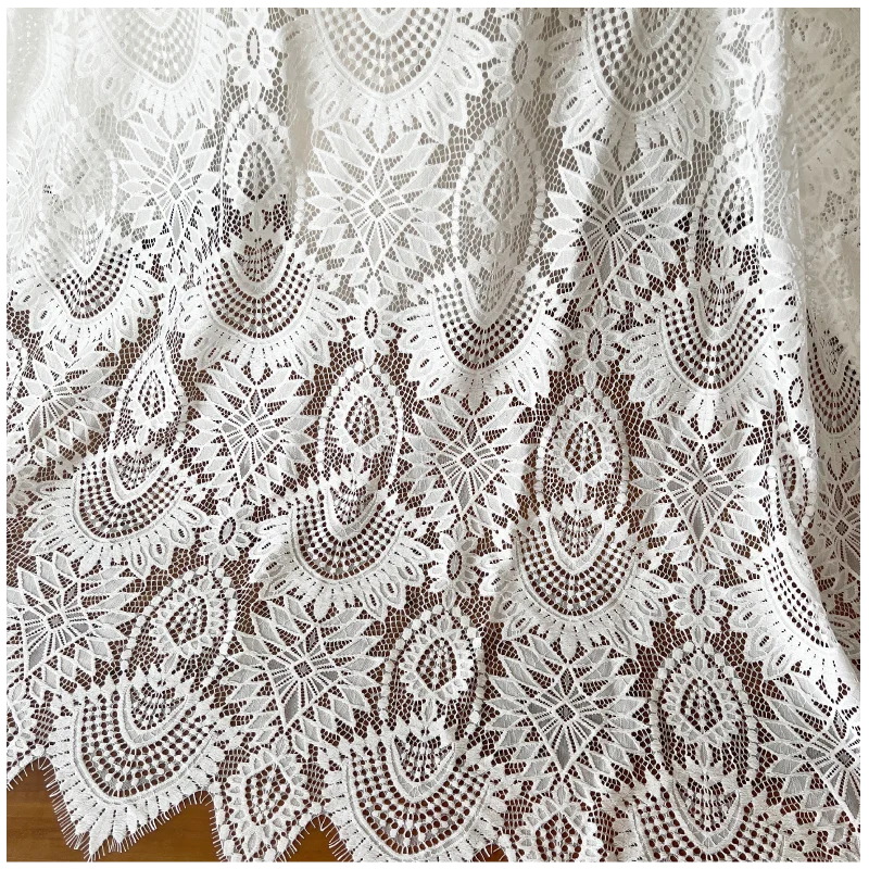 New High Quality Thick and Soft Sticker Embroidered Eyelashes Striped White Lace Fabric, Handmade DIY Wedding Dress Decoration
New High Quality Thick and Soft Sticker Embroidered Eyelashes Striped White Lace Fabric, Handmade DIY Wedding Dress Decoration