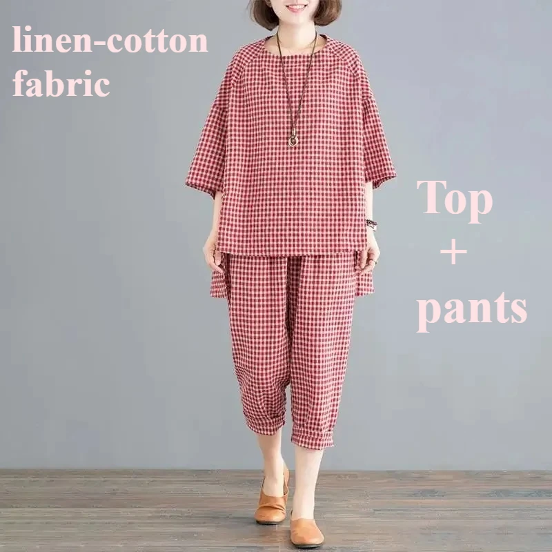 Oversized Tshirts Sets for Women 2026 Summer Loose Irregular Short Sleeve Tshirt and Pants Temperament Plaid Casual 2 Piece Suit
Oversized Tshirts Sets for Women 2026 Summer Loose Irregular Short Sleeve Tshirt and Pants Temperament Plaid Casual 2 Piece Suit