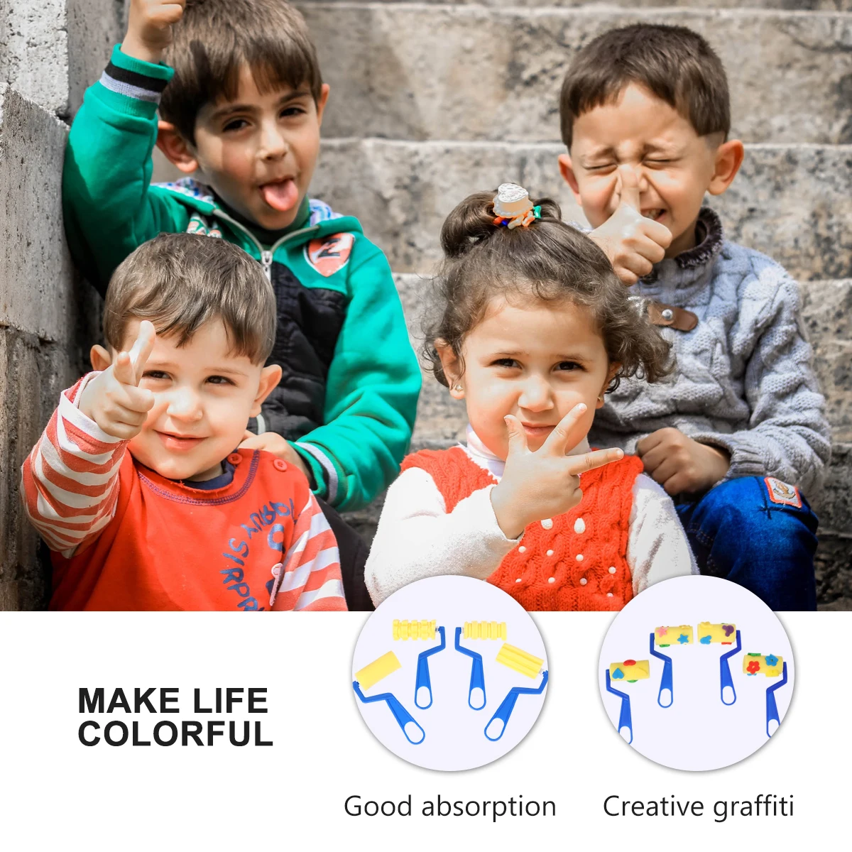 8 pcs Sponge Paint Roller Set Kids Art Supplies Drawing Graffiti Tool MultiSize Foam Brush Preschool Education Portable Painting
8 pcs Sponge Paint Roller Set Kids Art Supplies Drawing Graffiti Tool MultiSize Foam Brush Preschool Education Portable Painting