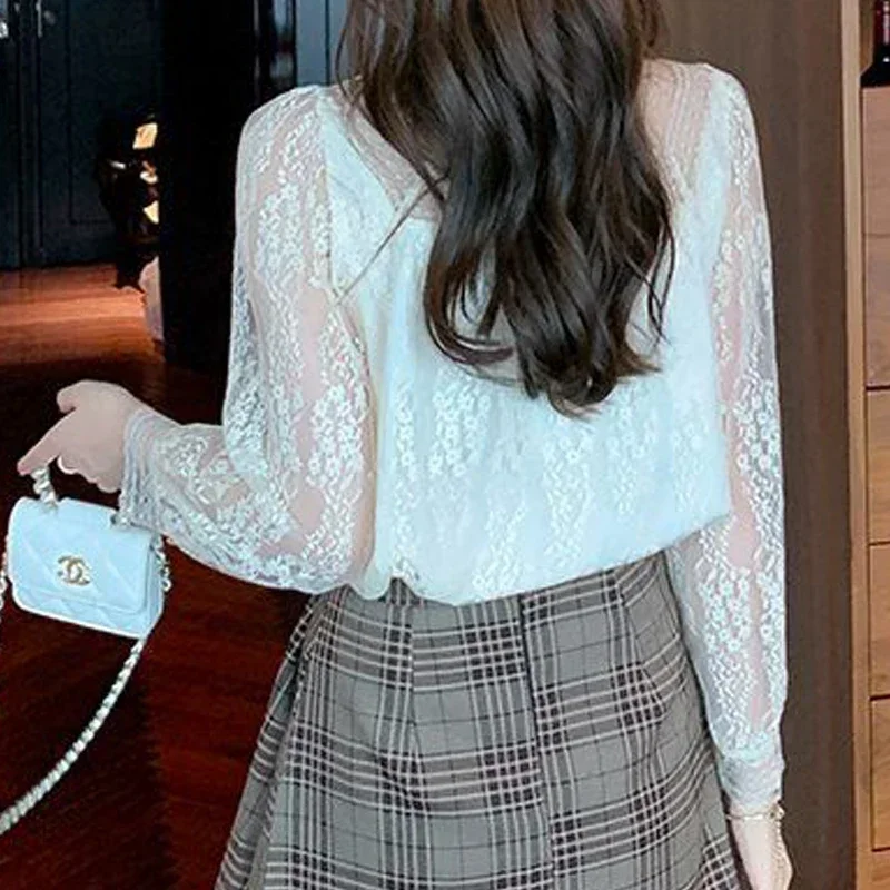 Women's Korean Fashion Square Collar Sexy Sheer Lace Blouse Solid Fairy Sweet Chic Shirt Long Sleeve Tops Autumn Casual Blusas
Women's Korean Fashion Square Collar Sexy Sheer Lace Blouse Solid Fairy Sweet Chic Shirt Long Sleeve Tops Autumn Casual Blusas
