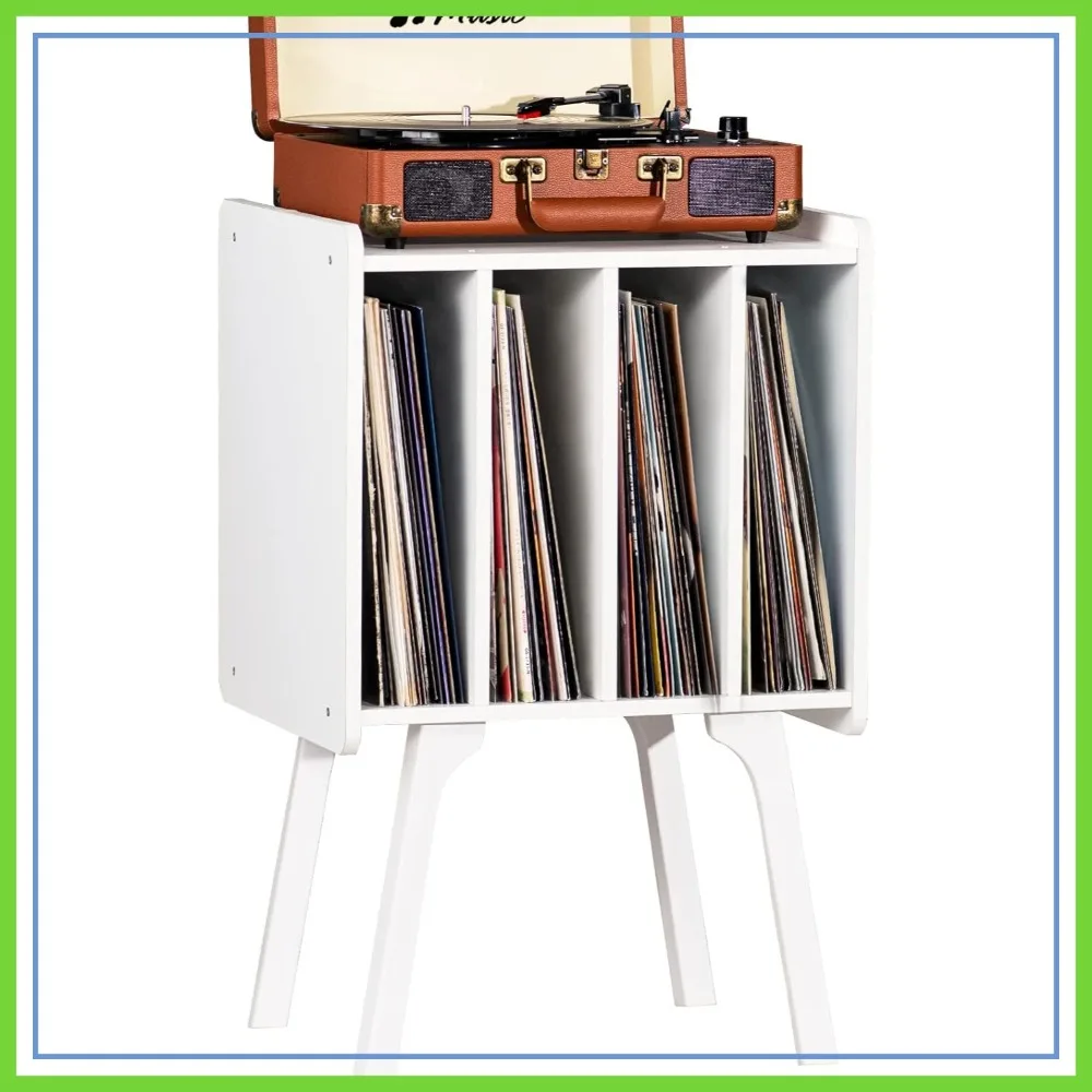 Record Player Stand with Vinyl Storage, Holds 100 Albums, Mid-Century Turntable Table, White
Record Player Stand with Vinyl Storage, Holds 100 Albums, Mid-Century Turntable Table, White
