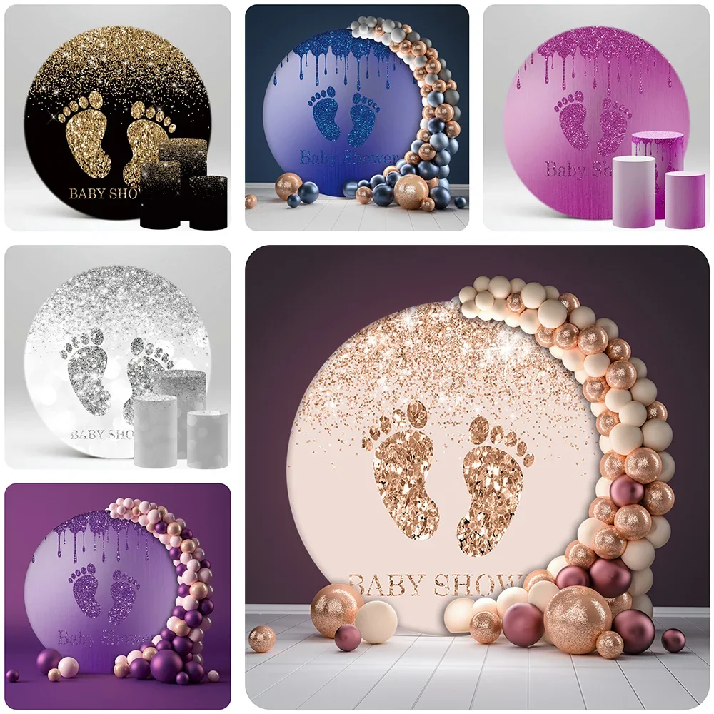 Glitter Foot Mark Round Backdrop Cover For Baby Shower Party Banner Round Background
Glitter Foot Mark Round Backdrop Cover For Baby Shower Party Banner Round Background