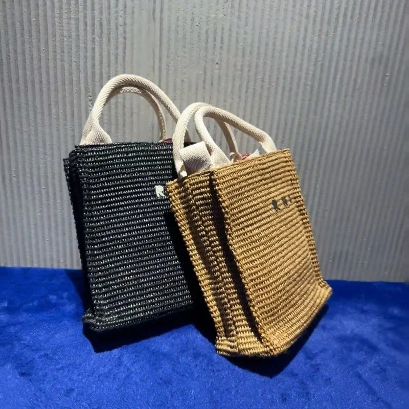 Small Woven Raffia Tote Bag with Fabric Handles Lightweight Summer Handbag
Small Woven Raffia Tote Bag with Fabric Handles Lightweight Summer Handbag
