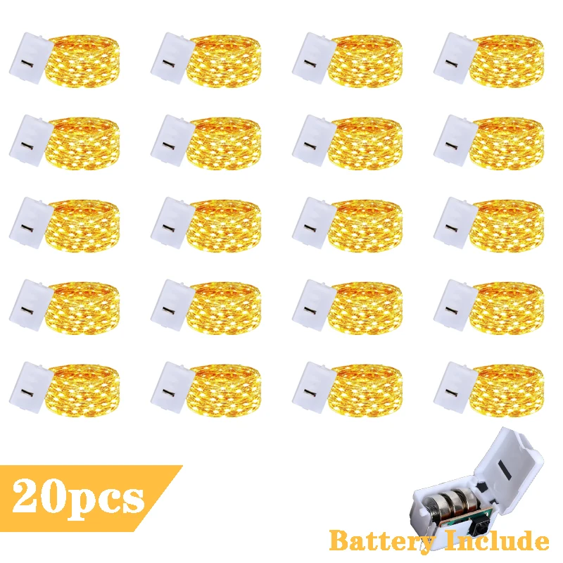 20Pack with Battery LED String Lights Silver Wire Garland Light 3 Lighting Modes Fairy Lights Decoration for Christmas Wedding
20Pack with Battery LED String Lights Silver Wire Garland Light 3 Lighting Modes Fairy Lights Decoration for Christmas Wedding