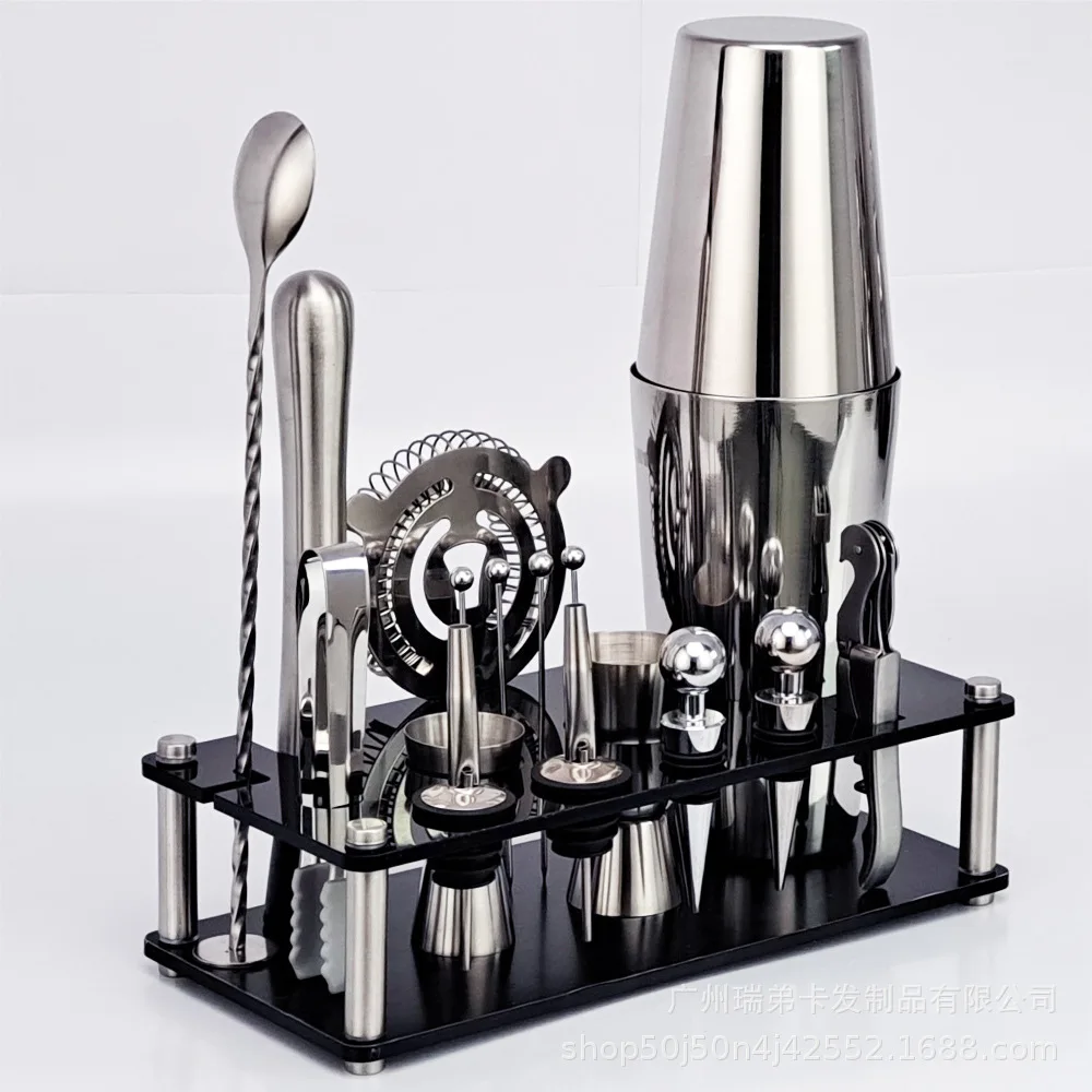 17Pcs 304 Stainless Steel Cocktail Shaker Set with Storage Rack Bar Tools Kit for Home & Beginner Use
17Pcs 304 Stainless Steel Cocktail Shaker Set with Storage Rack Bar Tools Kit for Home & Beginner Use