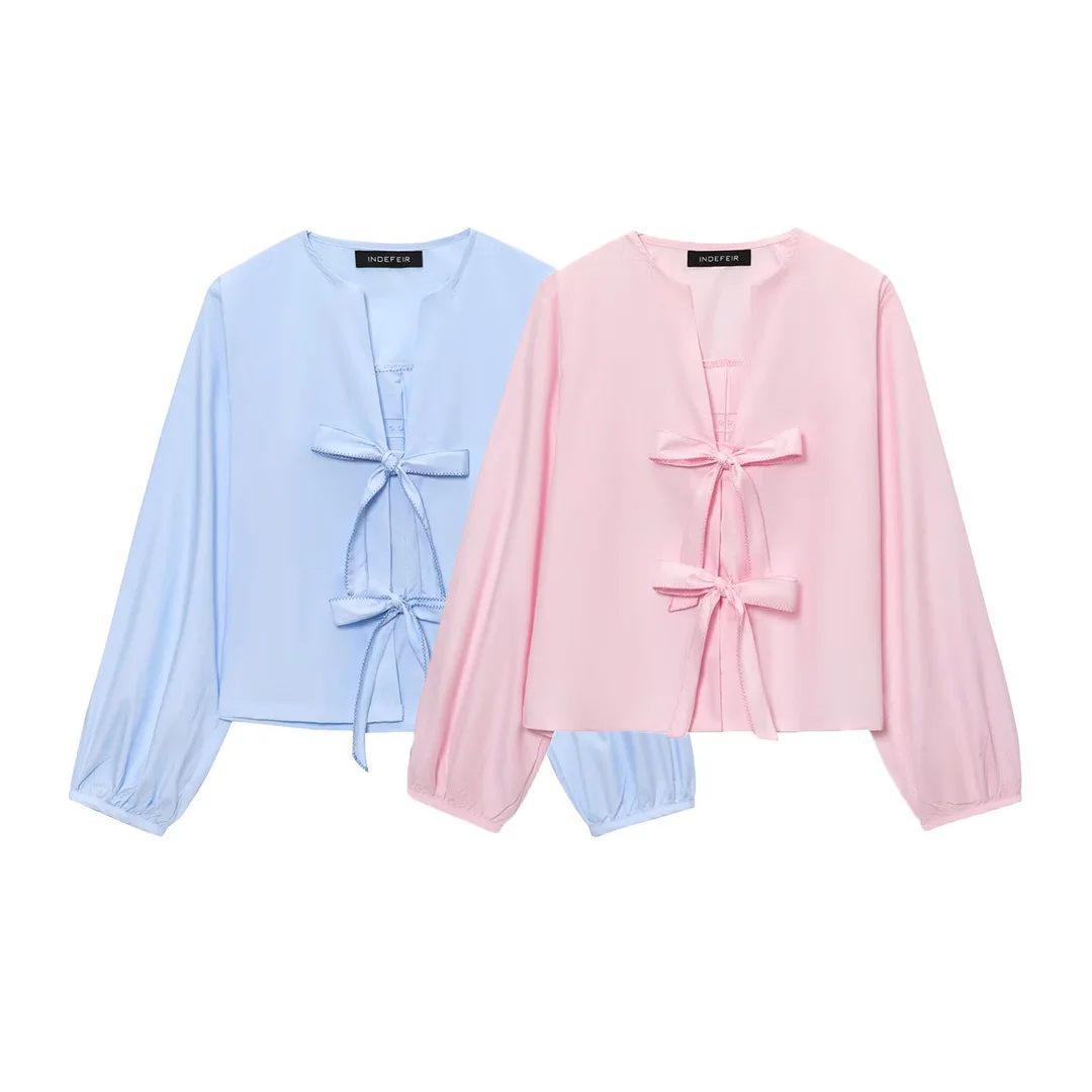 Autumn Butterfly Lace-Up Shirts & Blouses Women's Bow Striped Shirt Spring Woman Oversized Long Sleeve Blouse Casual Blouses
Autumn Butterfly Lace-Up Shirts & Blouses Women's Bow Striped Shirt Spring Woman Oversized Long Sleeve Blouse Casual Blouses