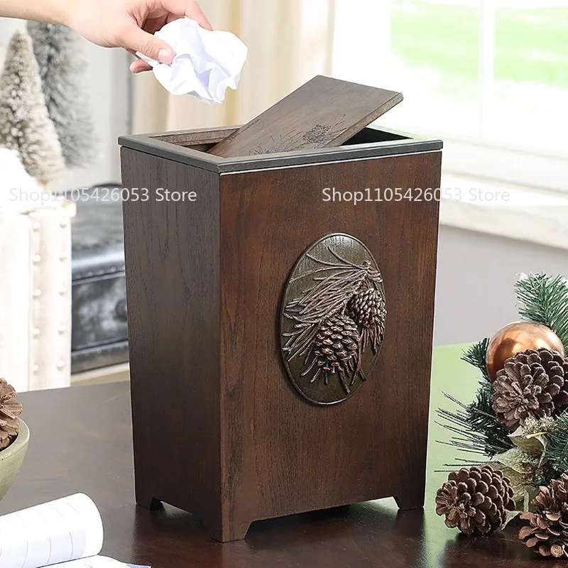 American creative household covered trash can wood new Chinese living room kitchen bedroom bathroom covered trash can
American creative household covered trash can wood new Chinese living room kitchen bedroom bathroom covered trash can
