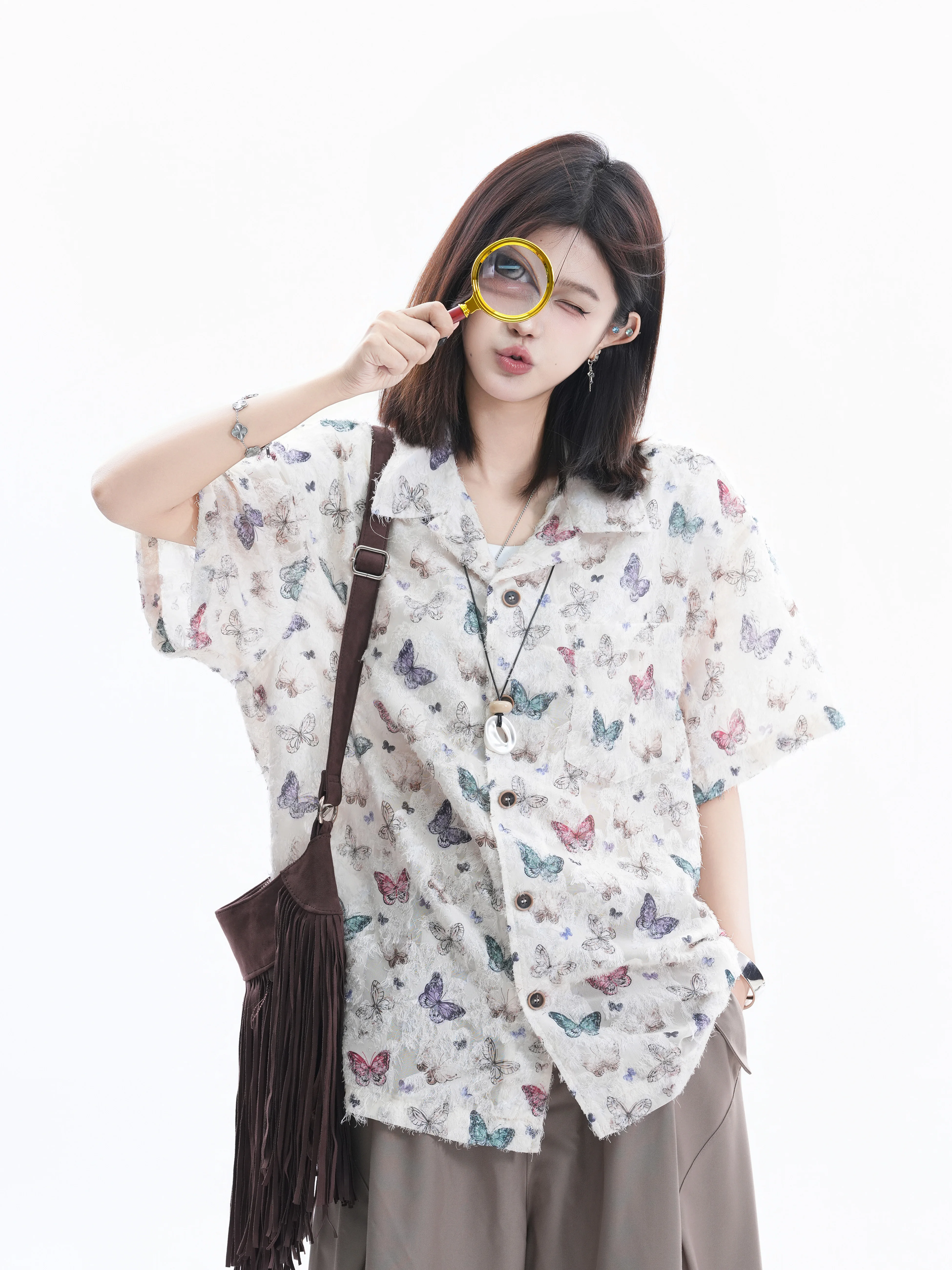 Retro American Print Short Sleeve Oversize Casual Shirt Women Summer Couple T-Shirt Polyester Fiber Loose Fit
Retro American Print Short Sleeve Oversize Casual Shirt Women Summer Couple T-Shirt Polyester Fiber Loose Fit