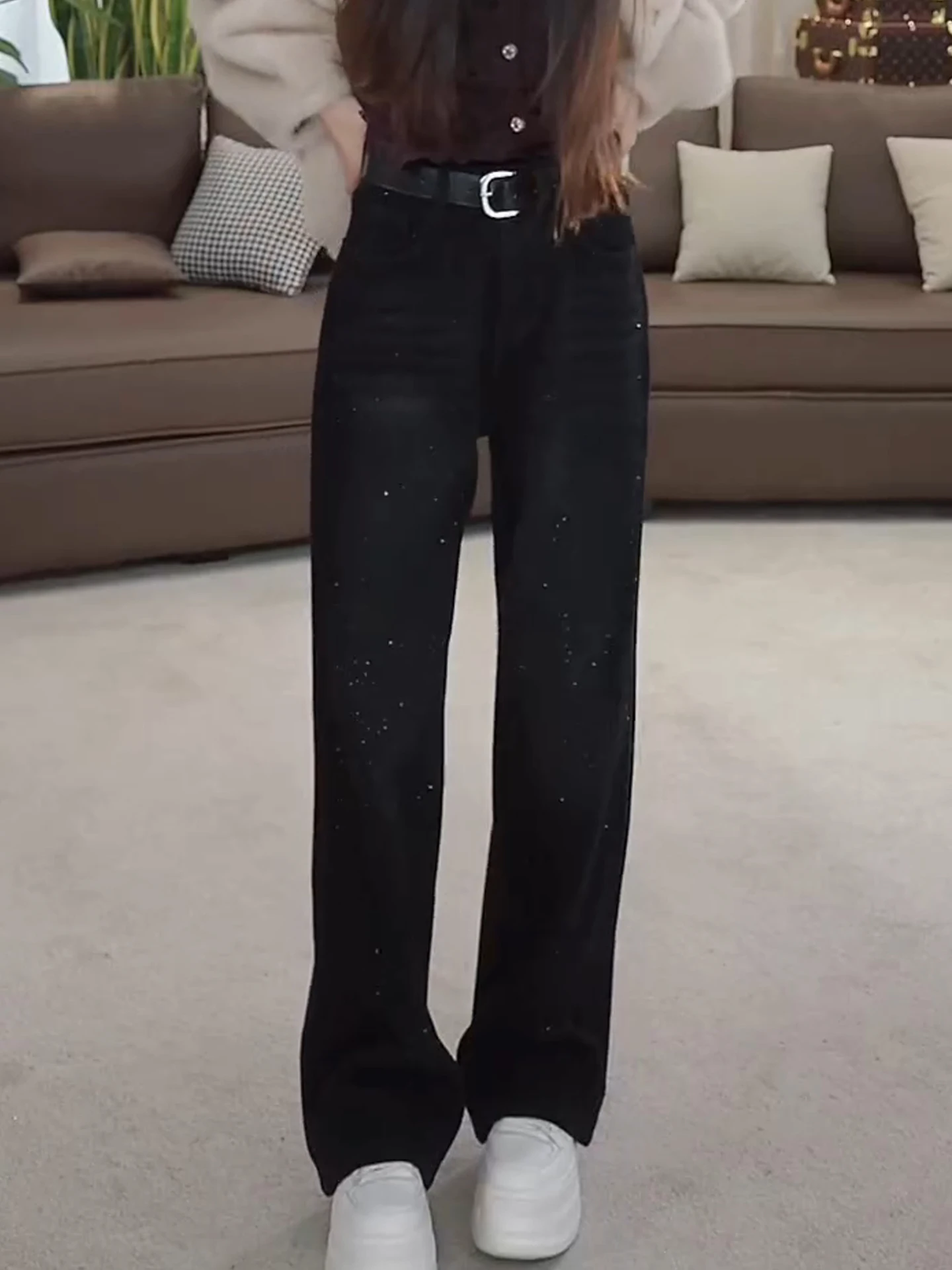 Fall Winter Star Diamond Design Faionable Thiened Fce Straight Leg Women's Jeans LA eila l Waist Cotton Jeans
Fall Winter Star Diamond Design Faionable Thiened Fce Straight Leg Women's Jeans LA eila l Waist Cotton Jeans