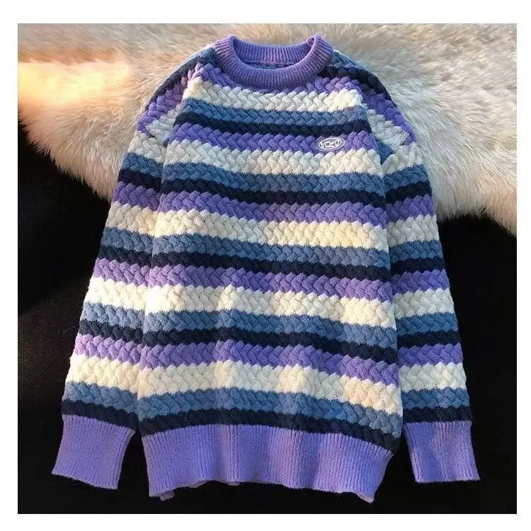 Полосатый свитер с цветными блоками для студентов-мужчин Instagram Модный крутой свободный мягкий и липкий вязаный свитер 
Полосатый свитер с цветными блоками для студентов-мужчин Instagram Модный крутой свободный мягкий и липкий вязаный свитер