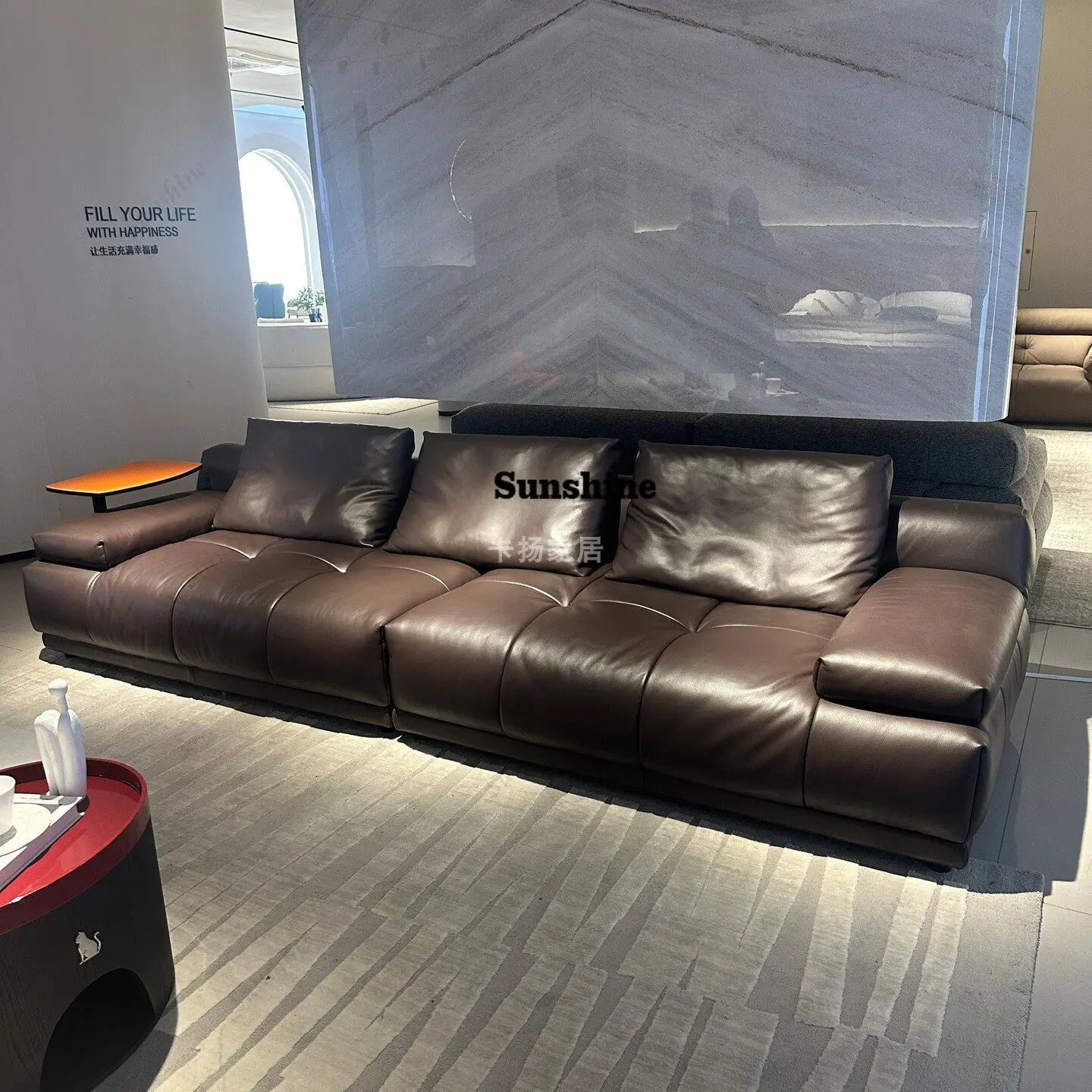 Leather sofa Italian minimalist living room design, retro, straight brown
Leather sofa Italian minimalist living room design, retro, straight brown