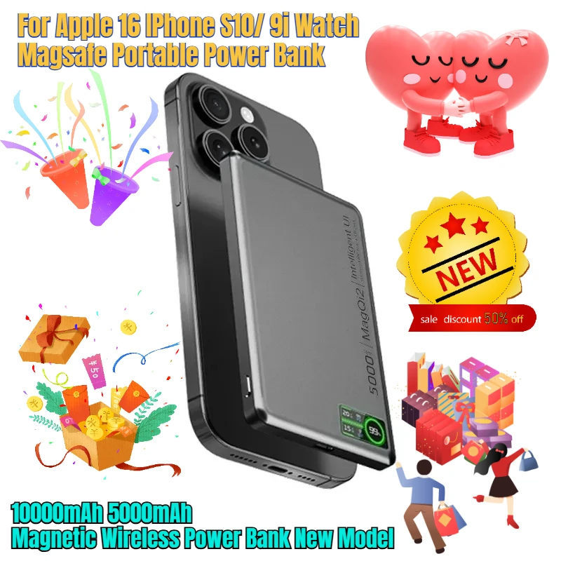 10000mAh 5000mAh Magnetic Wireless Power Bank New Model Suitable for Apple 16 IPhone S10/ 9i Watch Magsafe Portable Power Bank
10000mAh 5000mAh Magnetic Wireless Power Bank New Model Suitable for Apple 16 IPhone S10/ 9i Watch Magsafe Portable Power Bank