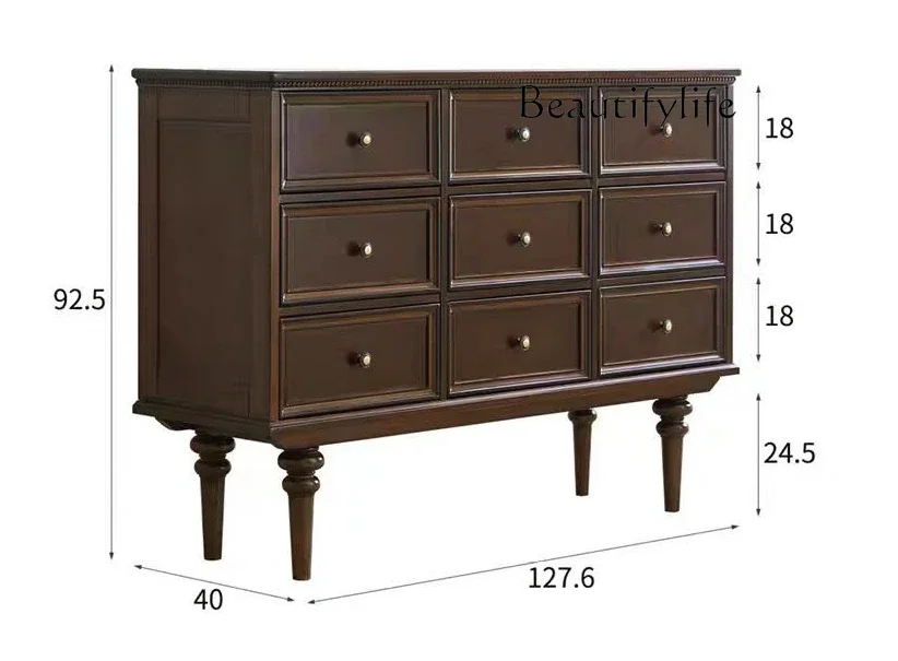 American-Style Retro Solid Wood Nine-Drawer Cabinet Household Living Room Simple Storage Cabinet
American-Style Retro Solid Wood Nine-Drawer Cabinet Household Living Room Simple Storage Cabinet