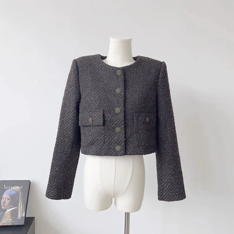 Korean Fashion Commuter Short Jacket Female Coat Office Lady Solid Long-Sleeved Vintage Street Peter Pan Collar Top Mujer Jacket
Korean Fashion Commuter Short Jacket Female Coat Office Lady Solid Long-Sleeved Vintage Street Peter Pan Collar Top Mujer Jacket
