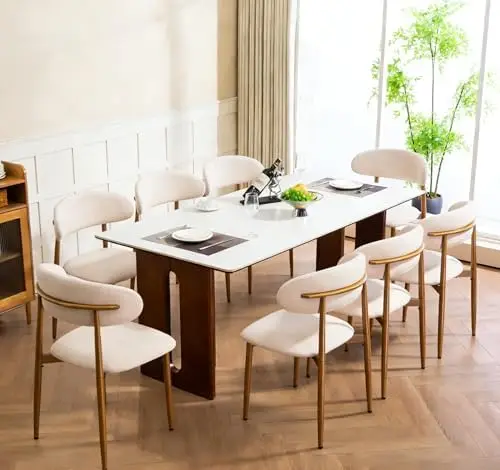 Dining Chairs Set of 8, Metal Kitchen Chairs with Modern Fabric Upholstered for Dining Room, Beige
Dining Chairs Set of 8, Metal Kitchen Chairs with Modern Fabric Upholstered for Dining Room, Beige