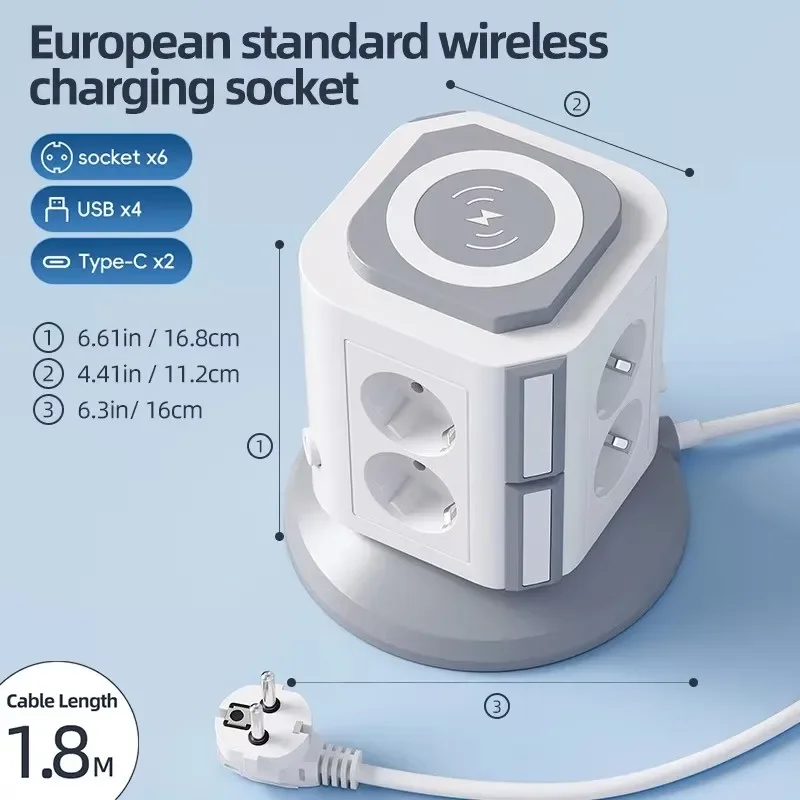 Tower Multi Power Strip Vertical EU Plug 12 Way Outlets Sockets with USB Surge Protector Circuit Protection 2m Extension Cord
Tower Multi Power Strip Vertical EU Plug 12 Way Outlets Sockets with USB Surge Protector Circuit Protection 2m Extension Cord