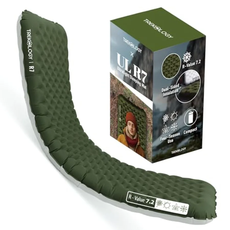 Sleeping Pad for Camping Ultra-Lightweight 4" Thick Camping Mat with 7.2 R-Value for All Seasons Compact Durable and Waterproof
Sleeping Pad for Camping Ultra-Lightweight 4" Thick Camping Mat with 7.2 R-Value for All Seasons Compact Durable and Waterproof