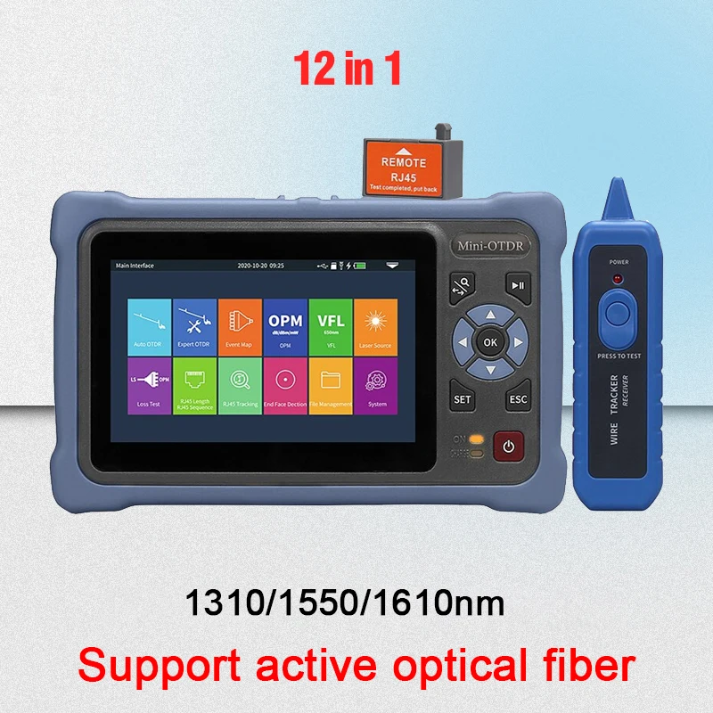 Newest Mini OTDR 1550/1610nm Active Fiber Live Test Touch Screen 20db OPM VFL Event Map SC APC/UPC Fiber Optical Reflectometer
Newest Mini OTDR 1550/1610nm Active Fiber Live Test Touch Screen 20db OPM VFL Event Map SC APC/UPC Fiber Optical Reflectometer